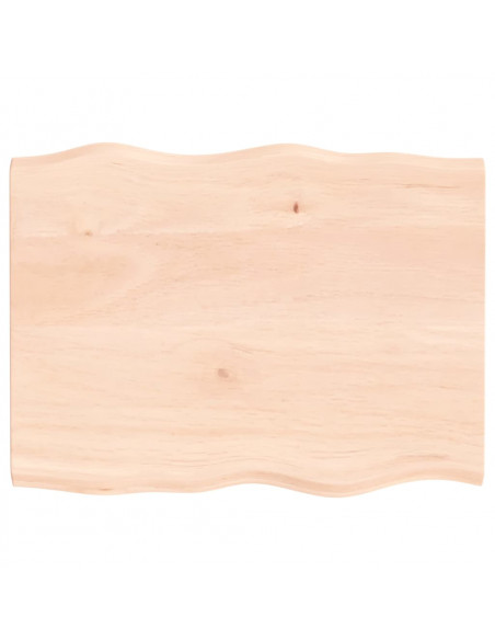 Piano per Tavolo 80x60x2 cm in Rovere Non Trattato Bordi Vivi