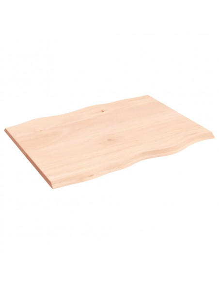 Piano per Tavolo 80x60x2 cm in Rovere Non Trattato Bordi Vivi