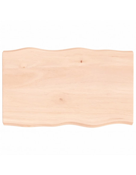 Piano per Tavolo 80x50x(2-6) cm Rovere Non Trattato Bordi Vivi