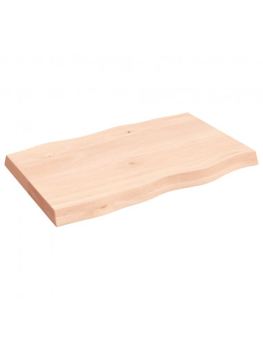 Piano per Tavolo 80x50x(2-6) cm Rovere Non Trattato Bordi Vivi
