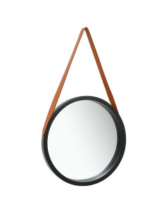 Specchio da Parete con Cinghia 50 cm Nero 2