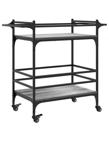 Carrello da Cucina Grigio Sonoma 82x40x78,5cm Legno Multistrato