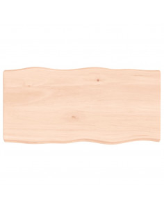 Piano per Tavolo 80x40x(2-6) cm Rovere Non Trattato Bordi Vivi 2