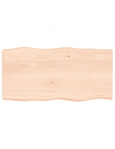 Piano per Tavolo 80x40x(2-6) cm Rovere Non Trattato Bordi Vivi