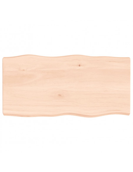 Piano per Tavolo 80x40x(2-6) cm Rovere Non Trattato Bordi Vivi