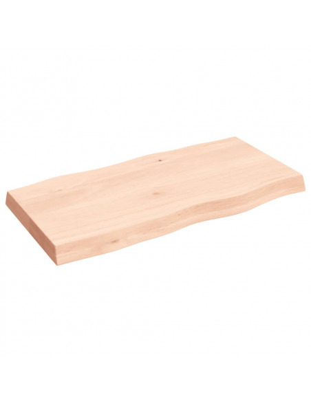 Piano per Tavolo 80x40x(2-6) cm Rovere Non Trattato Bordi Vivi