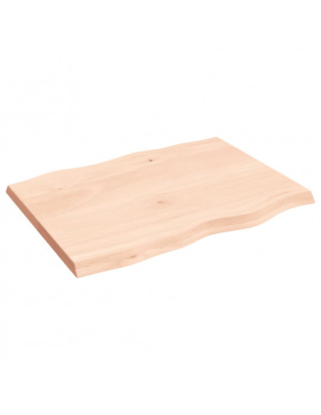 Piano per Tavolo 80x60x(2-4) cm Rovere Non Trattato Bordi Vivi