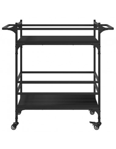 Carrello da Cucina Nero 82x40x78,5 cm in Legno Multistrato