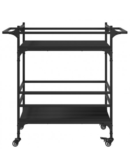Carrello da Cucina Nero 82x40x78,5 cm in Legno Multistrato