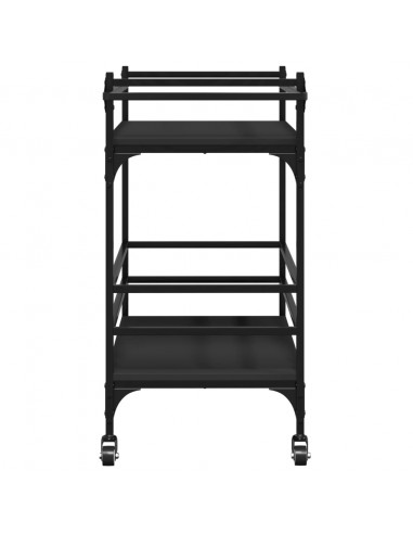 Carrello da Cucina Nero 82x40x78,5 cm in Legno Multistrato