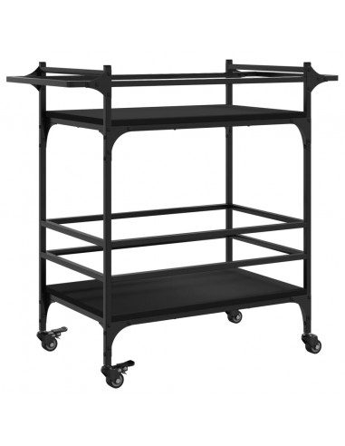 Carrello da Cucina Nero 82x40x78,5 cm in Legno Multistrato