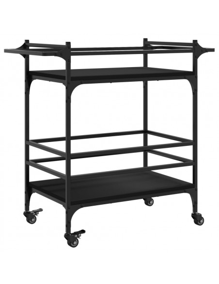 Carrello da Cucina Nero 82x40x78,5 cm in Legno Multistrato