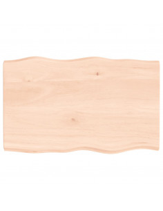 Piano per Tavolo 80x50x(2-4) cm Rovere Non Trattato Bordi Vivi 2