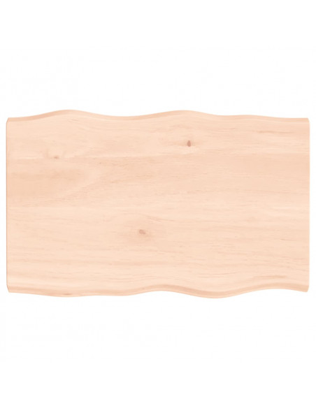 Piano per Tavolo 80x50x(2-4) cm Rovere Non Trattato Bordi Vivi