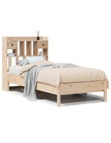 Giroletto con Libreria senza Materasso 75x190 cm in Legno Pino