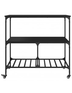 Carrello da Cucina Nero 100x50x95 cm in Legno Multistrato 2