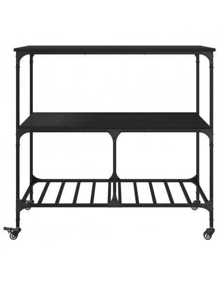 Carrello da Cucina Nero 100x50x95 cm in Legno Multistrato