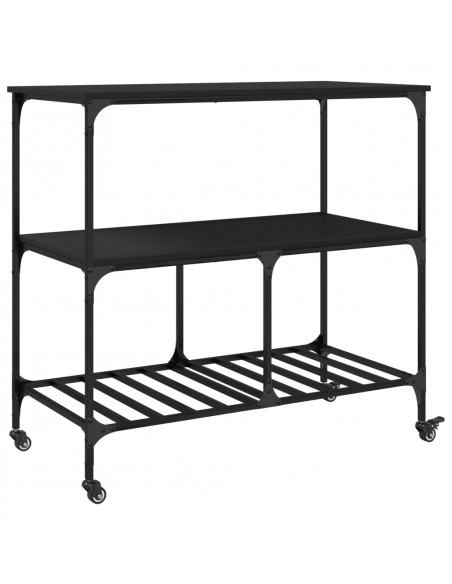 Carrello da Cucina Nero 100x50x95 cm in Legno Multistrato