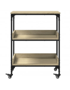 Carrello da Cucina Rovere Sonoma 60x41x80,5cm Legno Multistrato 2