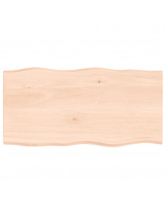 Piano per Tavolo 100x50x2 cm in Rovere Non Trattato Bordi Vivi 2