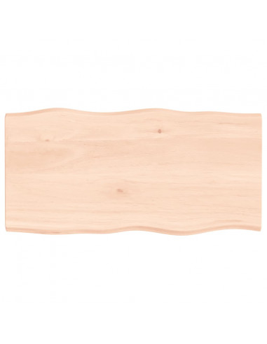 Piano per Tavolo 100x50x2 cm in Rovere Non Trattato Bordi Vivi
