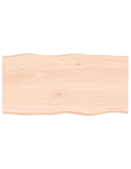 Piano per Tavolo 100x50x2 cm in Rovere Non Trattato Bordi Vivi