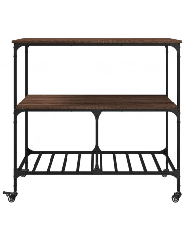 Carrello Cucina Rovere Marrone 100x50x95 cm Legno Multistrato