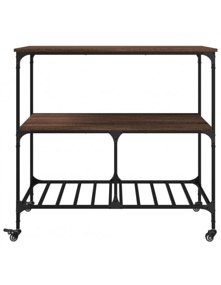Carrello Cucina Rovere Marrone 100x50x95 cm Legno Multistrato