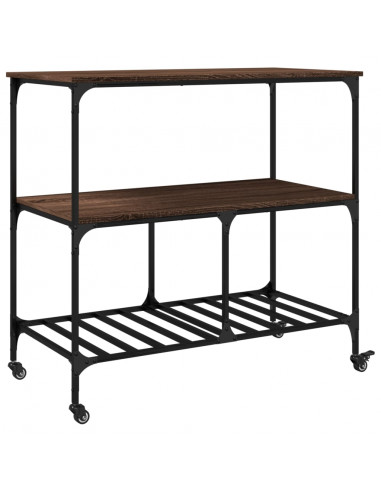 Carrello Cucina Rovere Marrone 100x50x95 cm Legno Multistrato