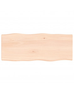 Piano per Tavolo 100x40x(2-4) cm Rovere Non Trattato Bordi Vivi 2