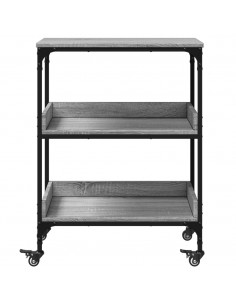 Carrello da Cucina Grigio Sonoma 60x41x80,5cm Legno Multistrato 2