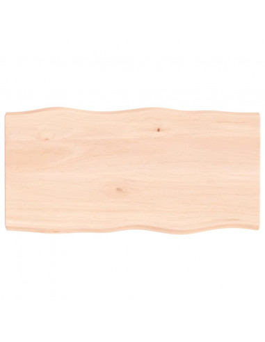 Piano per Tavolo 100x50x(2-4) cm Rovere Non Trattato Bordi Vivi