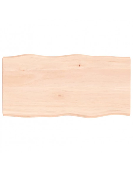 Piano per Tavolo 100x50x(2-4) cm Rovere Non Trattato Bordi Vivi