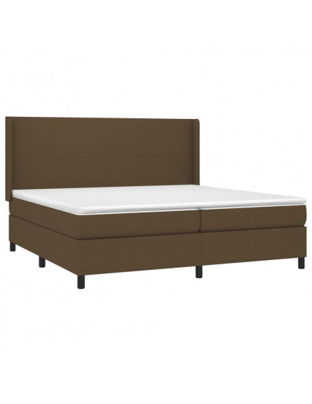 Letto a Molle Materasso e LED MarroneScuro 200x200cm in Tessuto