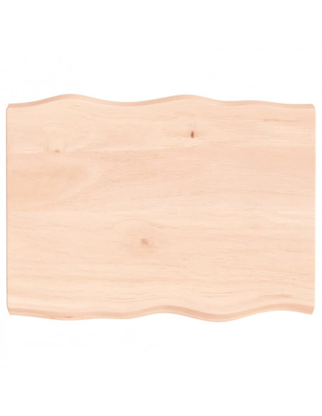 Piano per Tavolo 80x60x(2-6) cm Rovere Non Trattato Bordi Vivi