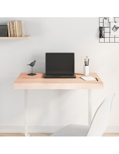 Piano per Tavolo 80x60x(2-6) cm Rovere Non Trattato Bordi Vivi