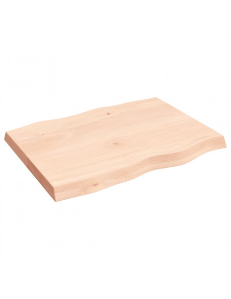 Piano per Tavolo 80x60x(2-6) cm Rovere Non Trattato Bordi Vivi