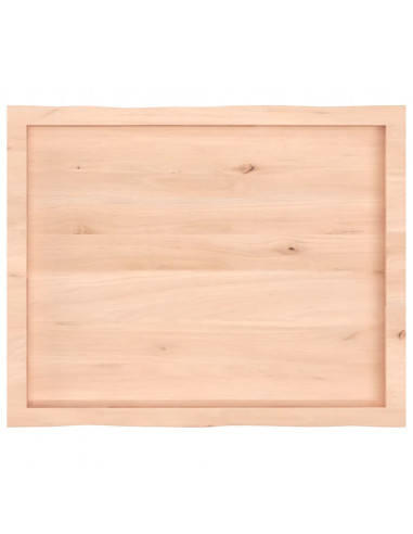 Piano per Tavolo 80x60x(2-6) cm Rovere Non Trattato Bordi Vivi