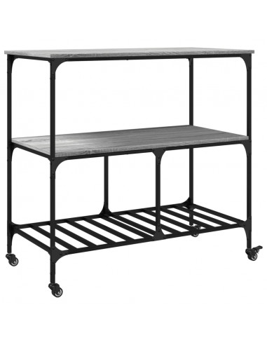 Carrello Cucina Grigio Sonoma 100x50x95 cm in Legno Multistrato