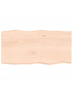 Piano per Tavolo 100x50x(2-6) cm Rovere Non Trattato Bordi Vivi 2