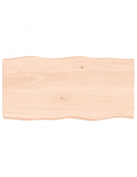 Piano per Tavolo 100x50x(2-6) cm Rovere Non Trattato Bordi Vivi