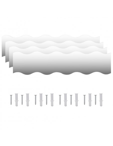 Specchi da Parete 4 pz 100x23 cm Vetro a Onde
