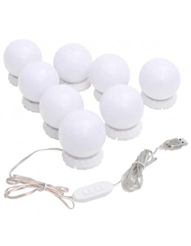 Specchio da Parete Rotondo con Luci LED in Vetro