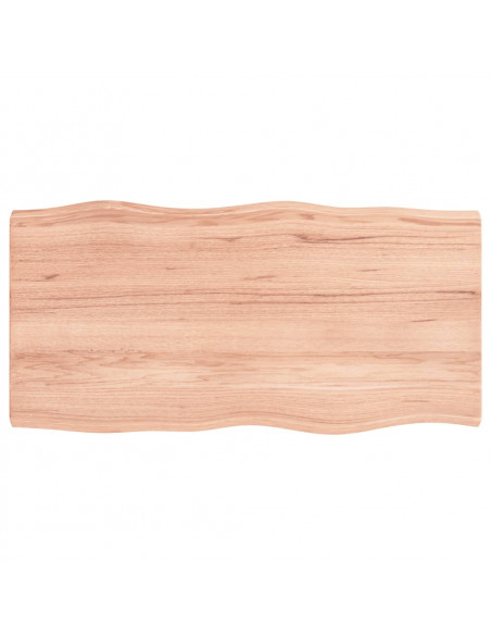 Piano Tavolo Marrone Chiaro 80x40x(2-4) cm Rovere Non Trattato