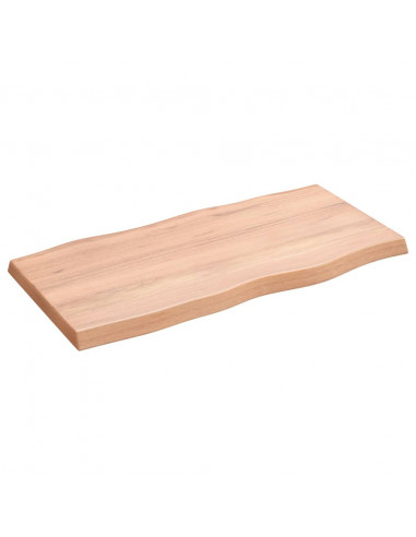 Piano Tavolo Marrone Chiaro 80x40x(2-4) cm Rovere Non Trattato