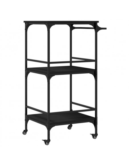 Carrello da Cucina Nero 60,5x50x105 cm in Legno Multistrato