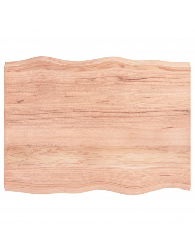 Piano Tavolo Marrone Chiaro 80x60x(2-4) cm Rovere Non Trattato