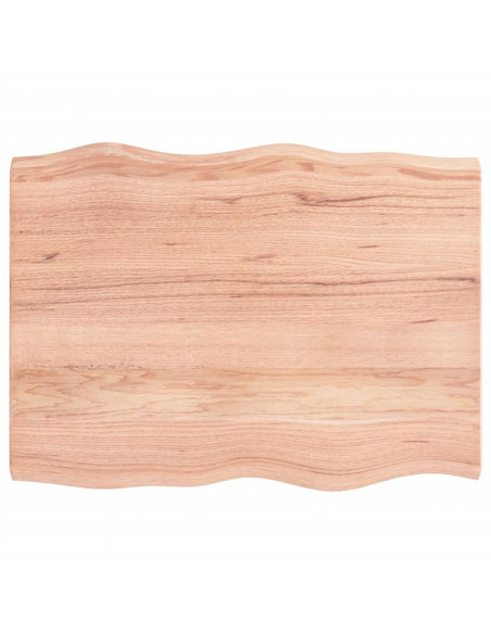 Piano Tavolo Marrone Chiaro 80x60x(2-4) cm Rovere Non Trattato