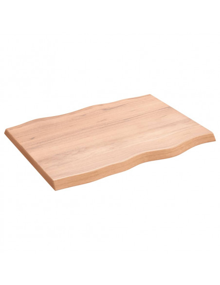 Piano Tavolo Marrone Chiaro 80x60x(2-4) cm Rovere Non Trattato