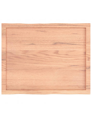 Piano Tavolo Marrone Chiaro 80x60x(2-4) cm Rovere Non Trattato